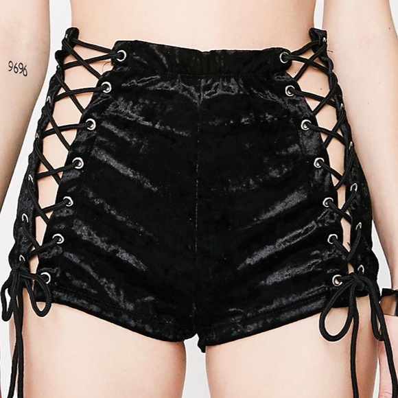 Current Mood Pants - Current Mood Velvet Crushin’ Lace Up Shorts